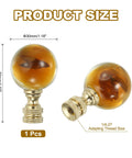 Crystal Ball Lamp Finial Cap 1/4-27 Thread Gold Tone Metal Decor showing size dimensions 50mm height, 30mm diameter