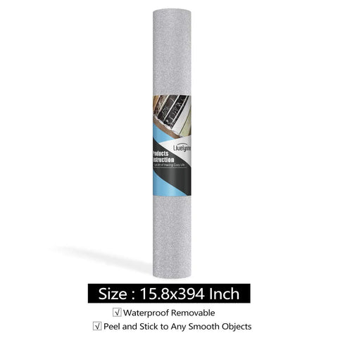 Roll of Silver Glitter Peel And Stick Wallpaper For Dresser And Desks, Self Adhesive Vinyl Wrap, size 15.8x394 Inches