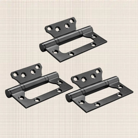 Heavy Duty Silent Flat Door Hinges With Screws Four Inch Thickened Anti Rust Stainless Steel Smooth Close Interior Door Hardware Zero Grind And No Squeak Nonsense, black finish, visible hinge detail.