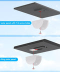 Diagram showing installation of Solar Panel Wall Mount Bracket With 30cm L Shape Arm Fully Adjustable Tilt Head For Maximum Sun Easy Mount