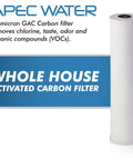 Whole House Carbon Water Filter With 25 Micron Activated Carbon, Removes Chlorine Taste And Odor, VOCs, cylinder design