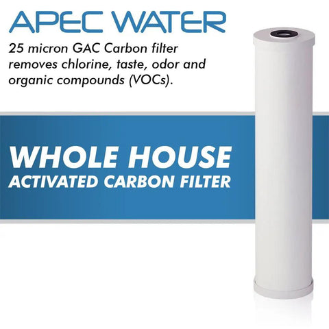 Whole House Carbon Water Filter With 25 Micron Activated Carbon, Removes Chlorine Taste And Odor, VOCs, cylinder design