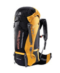 65L Internal Frame Hiking Backpack With Rain Cover For Camping, dual-tone design, 900D nylon, visible YKK zippers and straps