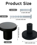 32 Piece Black Cabinet Knob Set Round 1 Inch Drawer Pulls For Kitchen Cabinets And Vanity Doors Durable Zinc Alloy Hardware