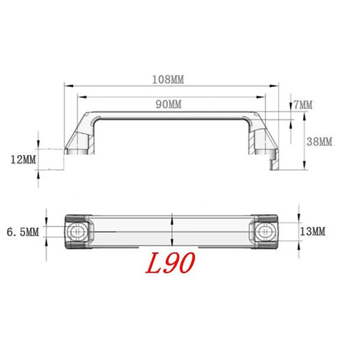 Diagram of Two Sets 2020 Aluminum Extrusion Profile Door Handle dimensions, includes focus keyword "Two Sets 2020 Aluminum Extrusion Profile Door Handle And Frame Hinges Install Kit With Black Zinc Alloy Hinges Aluminum Handles 20 T Nuts 20 Hex Screws And 2 Wrenches All In One Easy Install"