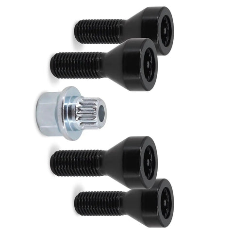 Premium Lug Wheel Studs Kit For Your BMW Z4 Z3 M6 M5 M3 135is 135i 128i Heavy Duty Car Wheel Bolts Bolt Set Replacement OEM 36136786419 Reliable And Tough, black steel wheel studs and silver locking bolt set