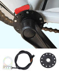 Close-up of electric bike pedal assist system with 12 magnets and speed sensor, featuring durable steel construction and easy setup.
