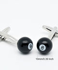 Black 8 Ball Cufflinks For Men With Gift Case Party Ready Dress Shirt Accessory Lucky Pool Ball Themed Jewelry For French Cuffs Wedding Formal Wear Eco Friendly Brass Cufflinks Set, 10mm