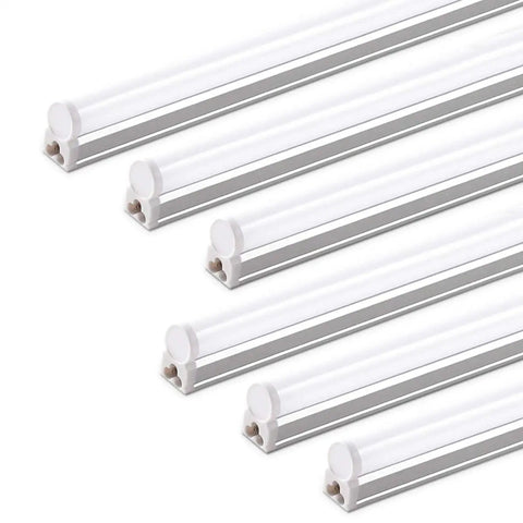 Six Pack Led T5 Integrated Shop Light 4ft 2200 Lumens 6500K Crazy Bright White Corded Fixture With On Off Switch ETL Listed For Ceiling Under Cabinet Garage Workbench