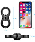 Beefy Black Swing Swivel With 360 Degree Rotation, Industrial Grade Hanging Accessory next to smartphone, size comparison shown.