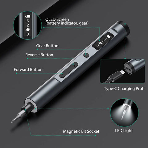 Mini Electric Screwdriver Kit With 62 In 1 Precision Bits Tiny But Mighty Portable Type C Charging Repair Tool Set with OLED screen