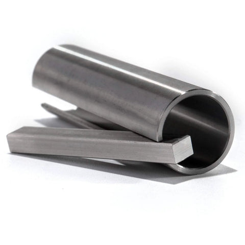Stainless steel shaft sleeve adapter; hollow cylinder with two flat keys, 5/8–3/4" bore, 3" length, 3/16" key.