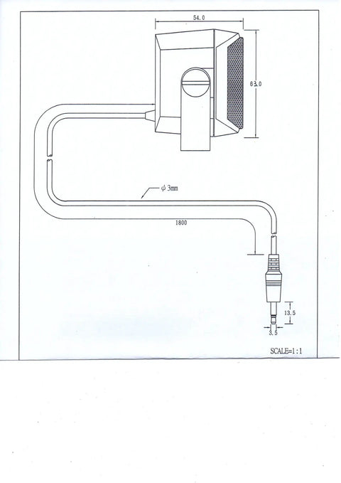 Technical diagram of Straight Type CB External Speaker For Mobile Transceiver Ham Radio And CB Radio Five Watt Max Power