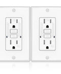 Two white GFCI Outlet With Self Test Every 20 Seconds, Tamper Resistant Design And UL Listed GFI Receptacle, 15 Amp, with LED indicators