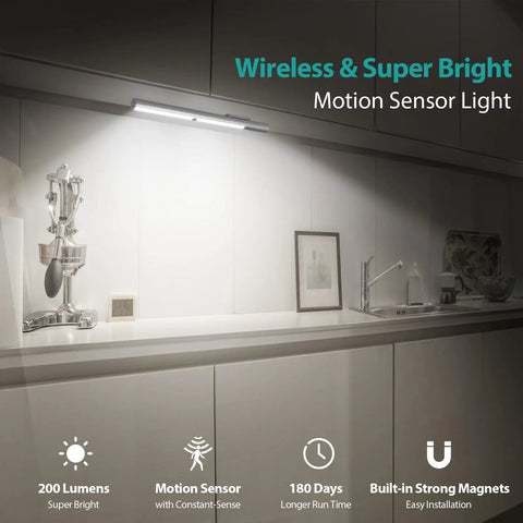 Super Bright Wireless Closet Light With Motion Sensor No Wiring Needed 6000K White Glow Rechargeable 4500mAh Battery