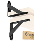 Heavy Duty Steel Wall Mount Shelf Brackets 4x3 Inch Black L Brackets with shelf and screw anchor kit visible.