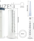 150ML Enema Syringe Cleaning Kit With 23.6 Inch Hose Travel Douche System For Colon Cleansing Includes Two Nozzles Safe ABS Plastic And Silicone Easy To Use At Home Or On The Go Ideal For Women And Men, with size markings and nozzles