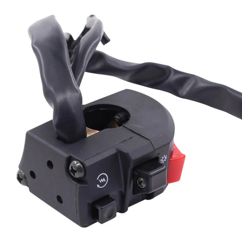 Dual 7/8 Inch Motorcycle Handlebar Horn Button And Turn Signal Switch Kit For 12V DC Systems Ride Ready Easy Install Durable Fog Lamp Low Profile Controls For Motorcycles ATVs Scooters And Snowmobiles, black handlebar switch close-up