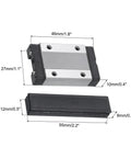 MGN12H Stainless Steel Sliding Carriage Block With Plastic Anti Fall Strip for 12mm Linear Motion Slide Rail, sized 46x27x10mm