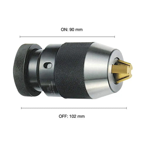 Heavy Duty Keyless Drill Chuck One Sixty Fourth To One Half Inch Range With Titanium Jaws And JT Mount side view