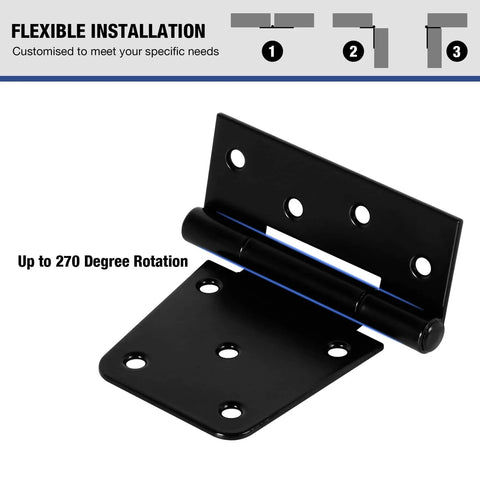 Heavy Duty Fence Gate Hinges 3.5 Inch By 4.5 Inch Black with 270 Degree Rotation
