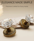 6 Pack Privacy Antique Brass Crystal Door Knobs With Lock For Bedroom Or Bathroom displayed on textured surface