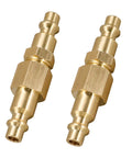 Type D Quick Connect Air Hose Fitting Kit, 1 Quarter NPT Brass Plug And Coupler Set, two brass fittings shown