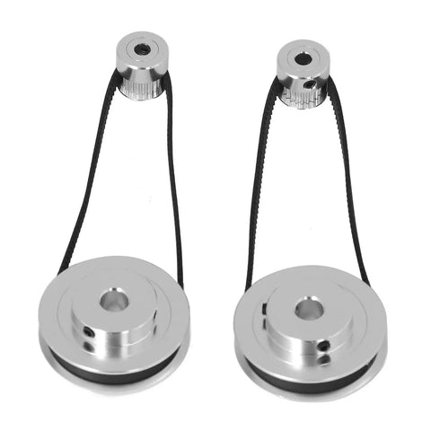 Badass Aluminum Timing Pulley Set And Grippy Rubber Belt For 3D Printers Smooth Transmission with 20 and 60 tooth pulleys.