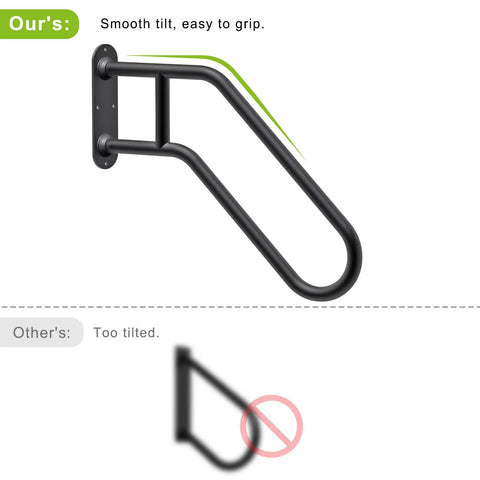 Heavy Duty Non Slip Outdoor Stair Hand Rail For 1 To 3 Steps Wall Mounted Grab Bar U Shape Safety Handle, smooth tilt comparison
