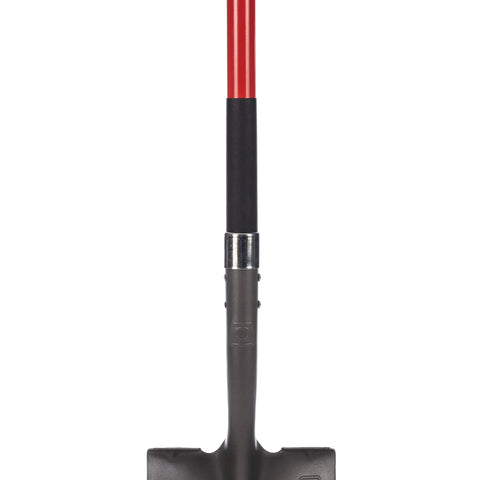 Beefy 58 Inch Long Handle Round Point Garden Shovel With Steel Shaft Hardened Powder Coated Steel Head Textured Grips Red