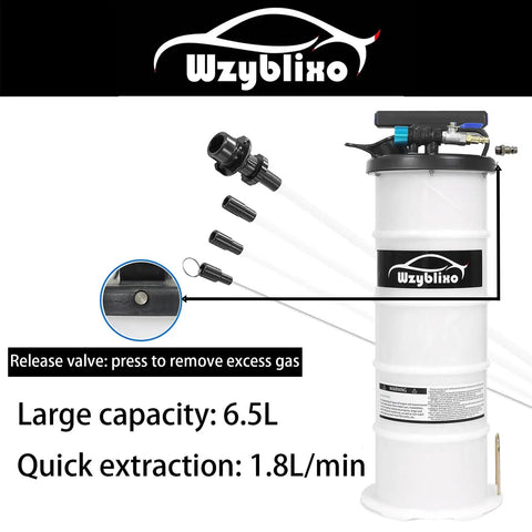 6.5L Oil Extractor Pneumatic And Manual Fluid Change Pump with hoses and pressure valve for quick fluid evacuation