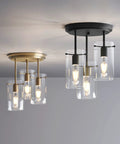 Ophelia 3 Light Semi Flush Ceiling Fixture In Gold Brass With Clear Glass Shades For Hallways Dining Rooms And Bedrooms Modern Farmhouse Style Perfect For Entryways Kitchens And Living Areas, both gold and black versions