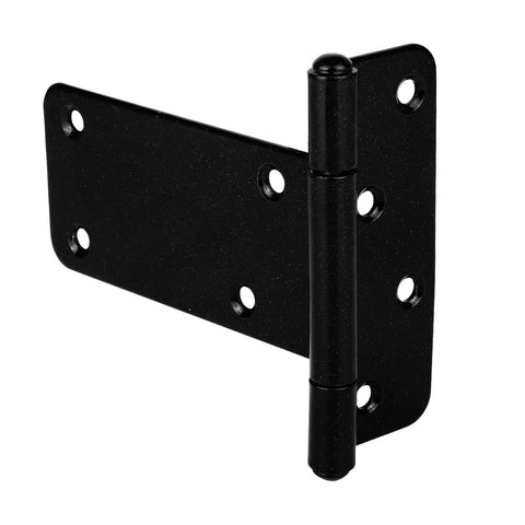 5 Inch T Strap Heavy Duty Gate Hinges 260 Lb Capacity 4 Pack Black Wrought Iron Screws Included For Barn Doors, close-up view