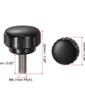 4 Pcs Knurled Clamping Knobs M6 X 16mm, 304 Stainless Steel Thumb Screws With 25mm Plastic Round Head, Black Finish, 32mm Height