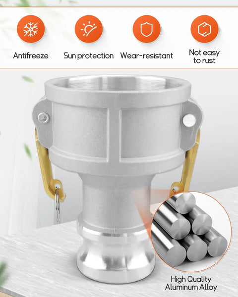 Premium Da Camlock Fittings 3 Inch Female To 2 Inch Male Cam And Groove Coupling Hose Adapter showing aluminum alloy material and design.