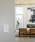 In-Wall Accessory Dimmer For Smart Home Lighting Easy Wall Dimmer Switch For A Single Fixture Or Whole Room in a living room.