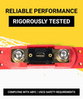 Top view of the Beefy 150 Amp ANL Fuse And Holder Kit Red For Auto Electrical Systems with high heat resistant base.