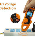 Auto Ranging Clamp Meter For Electricians, Measures AC Current Up To 600A And AC And DC Voltage Up To 600V, NCV Detection in use