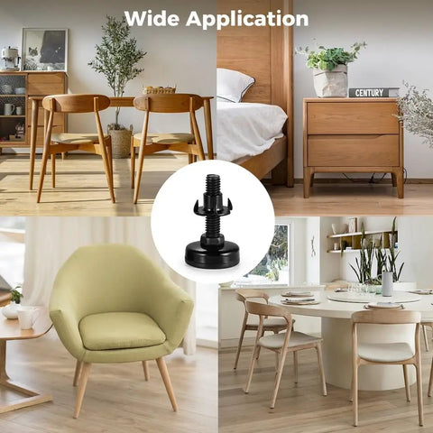 Eight Sets Heavy Duty Furniture Leveling Feet Adjustable Height Leg Levelers With Nylon Pads For Tables Chairs Cabinets Sofas