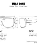 Dope Matte Black Mens Safety Sunglasses With Ice Blue Mirror Lens dimensions and specifications