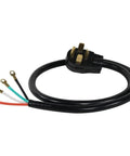 30 Amp Dryer Power Cord 4 Prong With Copper Eyelet Connectors 5 Foot Length Color Coded Wires UL Listed Strain Relief Clamp