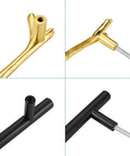 Detailed view of 24 PC Resin Tray Handle Set For DIY Cabinets And Drawers showing gold brunch pull and black T-bar handle with screws