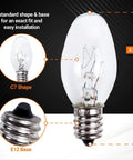 10W 120V Light Bulb Replacement Pack Of 2 For Whirlpool Kenmore KitchenAid Models Replaces WP22002263 3406124 4344740 PS11739347 AP6006279 Easy Install With Lifetime Protection, features detailed view of 2.2 inch C7 shape with E12 base