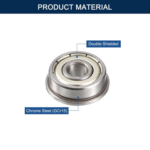 Close-up of double shielded F606ZZ flanged ball bearing 6x17x6mm set made of chrome steel GCr15