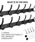 Wall Mounted Coat Rack With 6 Heavy Duty Hooks For Coats Hats Towels Purses Robes 2 Pack Tough As Nails Black Metal Backplate