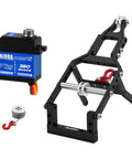 Tow Truck Crane Kit With 7Kg Winch Servo For 1 24 Scale SCX24 RC Cars Black Heavy Duty Crane Upgrade For Stock SCX24 And Carbon Fiber Universal Chassis SCX24 182 Easy Install Not Compatible With Stock Transmitter, black aluminum winch crane kit