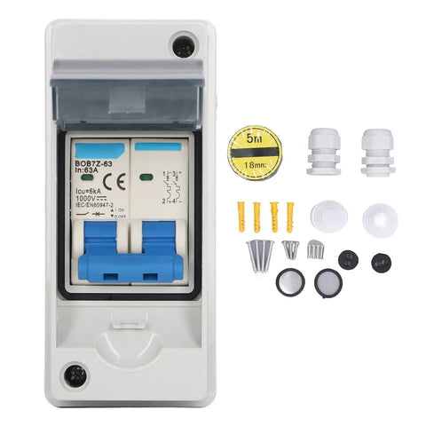 Transparent Cover DC Miniature Circuit Breaker for Solar PV System, 63A 1000V Isolator Disconnect Switch, IP65 Solar Panel Breaker components