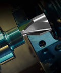 Installed center drill bit in lathe chuck; M2 high-speed steel, 60° center angle; 7-piece set