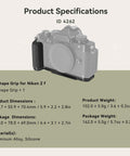 Zf Handgrip L Shape Grip For Nikon Zf With Ergonomic Silicone Grip Built In Quick Release Plate Arca Compatible dimensions