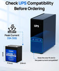 12V 6Ah Mini LiFePO4 Deep Cycle Battery with Built In BMS next to UPS unit for size comparison.